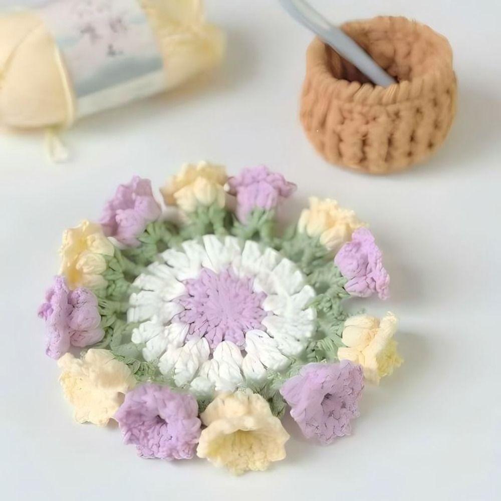 Heat Resistant Crochet Coasters Handwoven Coffee Table Cupmat Rose Placemat Mother's Day Gift