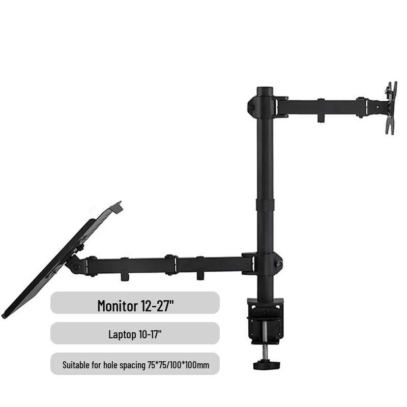 No-Drill Dual Screen Desktop Monitor Stand with Pneumatic Retractable Arm