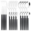 20Pcs Black Dinnerware Tableware Set High Quality Knife Cake Fork Coffee Spoon Flatware Stainless Steel Cutlery Western Kiechen Silverware