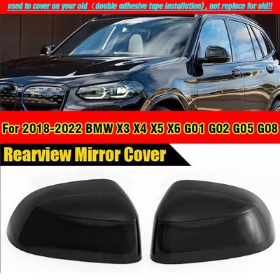 2X Черный глянцевый колпачок на зеркало для BMW X3 X4 X5 X6 G01 G02 G05 G08 2018-