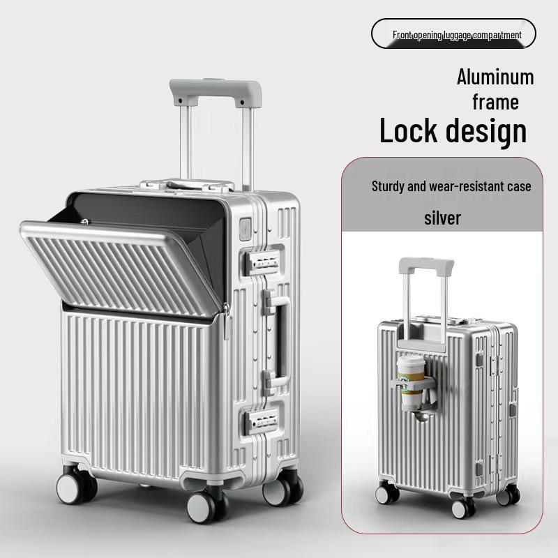 Алюминиевый чемодан с передним открытием, ударопрочный, размеры 20" и 24", для путешествий, для мужчин и женщин
