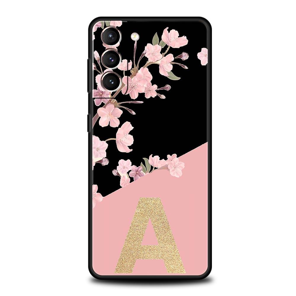 Чехол для телефона с золотыми буквами и цветами для Samsung Galaxy S24 S23 Ultra S22 S21 S20 FE 5G S10 S10E S9 Plus S8, мягкий силиконовый черный чехол