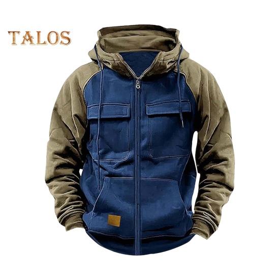 Осень-зима Мужская толстовка с капюшоном на молнии с эластичными манжетами в стиле ретро с несколькими карманами Карго, теплый кардиган, пальто средней длины в стиле хип-хоп, контрастный цветной топ