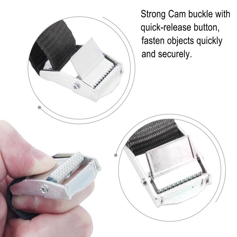 10Ft Lashing Strap Tie-Down Straps Belt Cargo Belt up to 1100lb For Car Motorcycle Vehicles Luggage With Metal Buckle and Bag Bl