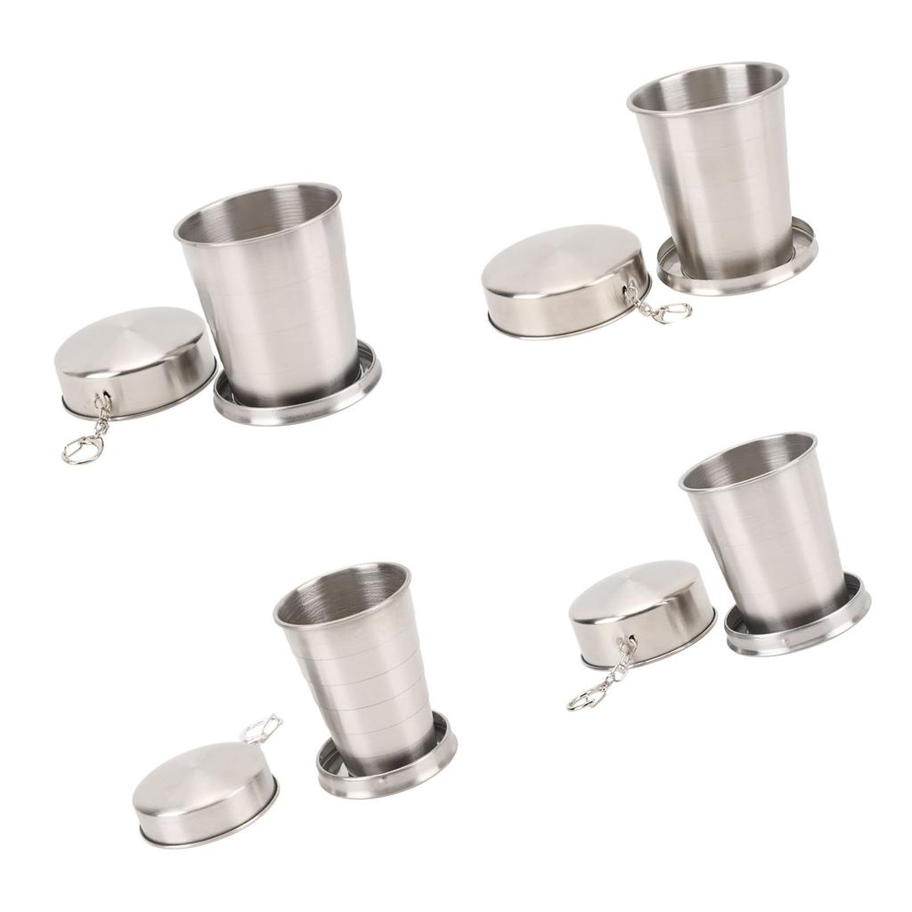 Stainless Steel Collapsible Cup Outdoor Travel Camping Portable Folding Cup with Keychain for Picnic