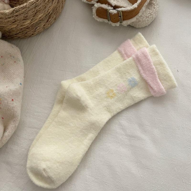 Thick Love Home Warmth Australian Velvet Floor Sleeping Socks Confinement Socks Puppy Cartoon Socks For Children