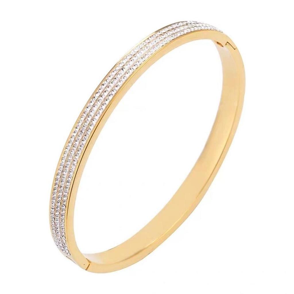 Браслет из титановой стали с золотым покрытием 'Дыхание младенца': Искрящаяся Роскошь, Не выцветающий Трансграничный Европейский и Американский Женский Браслет.