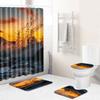 Scenic Shower Curtain Floor Mat Combination Four-Piece Set Bathroom Toilet Carpet Shower Room Mat Doormat