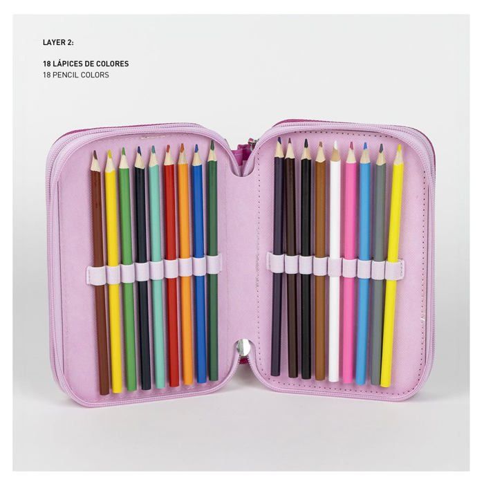 Trousse de rangement - Cerda - Minnie Mouse - 3 compartiments - Couleur rose - Licence Disney