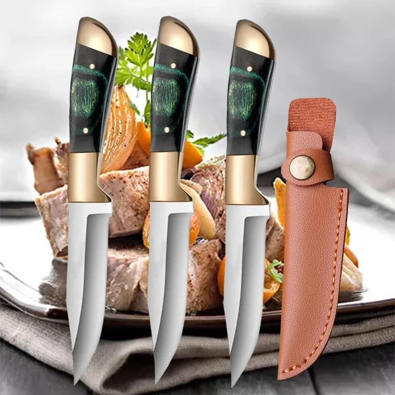 Кухонный нож, тесак для мяса, монгольский ручной нож для резки мяса, нож для обвалки мяса из нержавеющей стали, нож для овощей и фруктов
