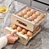 Refrigerator Egg Organizer Egg Holder For Fridger 2-Layer Drawer Type Stackable Egg Storage Box Clear Plastic Eggs Holder