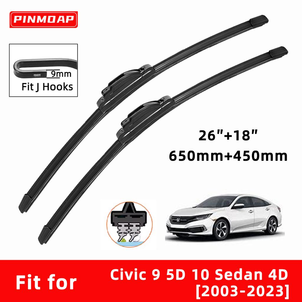 Car Wipers Double Rubber for Honda Civic 9 5D Civic 10 Sedan 4D Front Brushes Cutter Automobiles Parts Accessories Windscreen Wipers Wear Parts