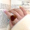 Vintage Brown Color Resin Wide Rings For Women Korean Geometric Heart Rectangle Chunky Finger Rings Party Jewelry Accessories