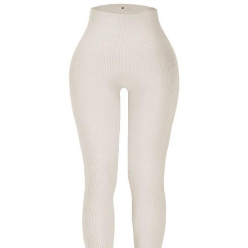 Женские бесшовные ребристые леггинсы для йоги с высокой талией - Эластичные брюки для тренировок, бега, зала, фитнеса