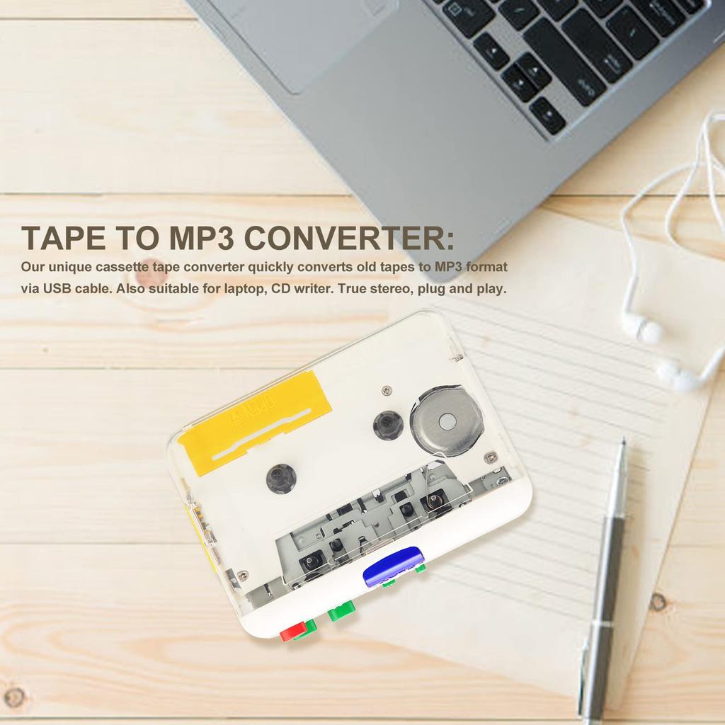 Acogedor Portable Cassette Player with Converts Old Tapes and Cassettes to Captures via Tape to MP3 Compatible with Windows and OS X Headphones, MP3,