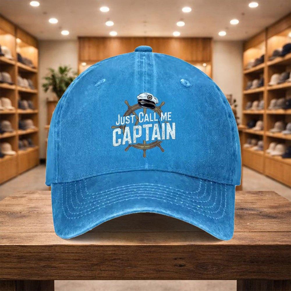 pc Adjustable Duckbill Baseball Cap with Just Call Me Captain Text Lightweight Unisex Snapback Hat Suitable for Sports Tra