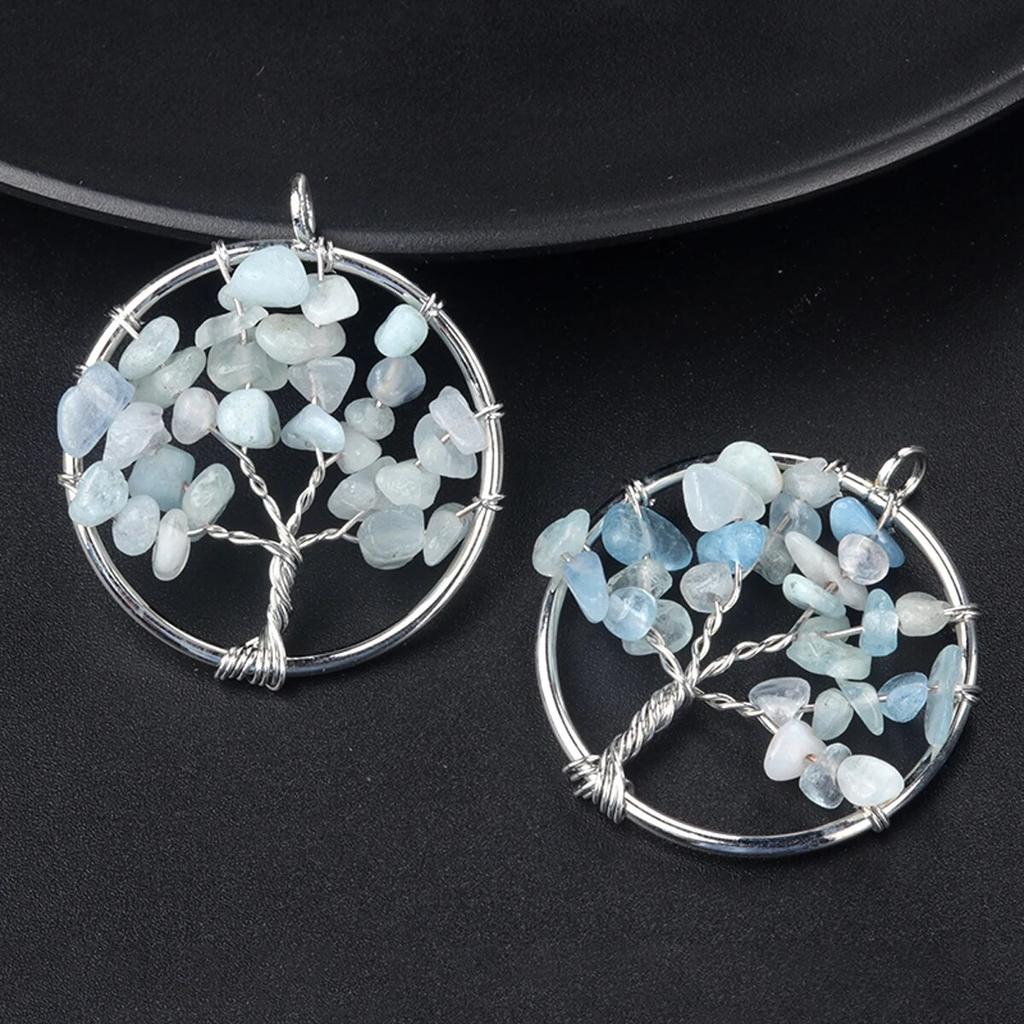 1 шт., кулон «Древо жизни», натуральный камень, обмотка, гравийный кулон для изготовления ювелирных изделий, ожерелье, аксессуар «сделай сам», размер 30x30 мм