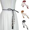 Women Braided Beads Tassels Thin Skinny Waist Rope Belt Self-Tie Dress Waistband