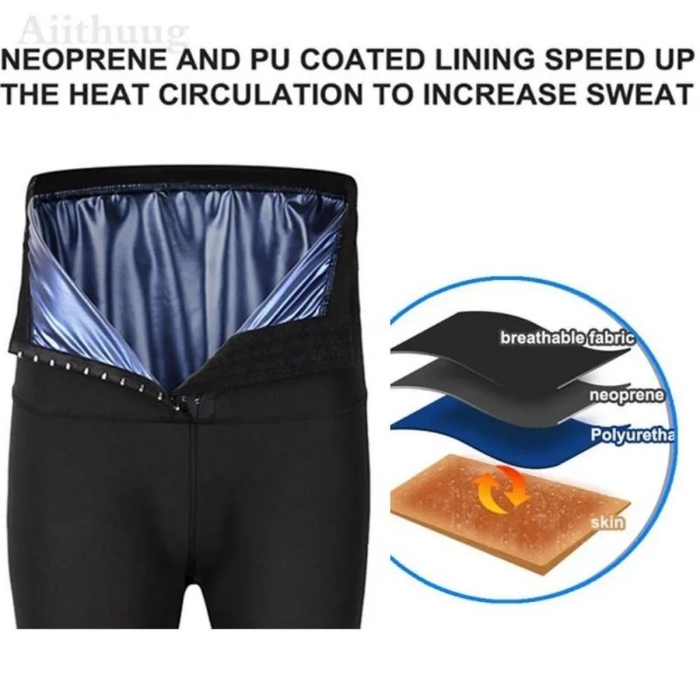 Compression Fit Body Shaper Hot Thermo Men Loss Leggings Sweat Absorption Pants  Sauna Use