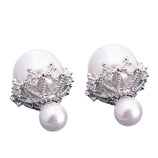Double Sided Imitation Hollow Flower Ball Ear Stud AVE