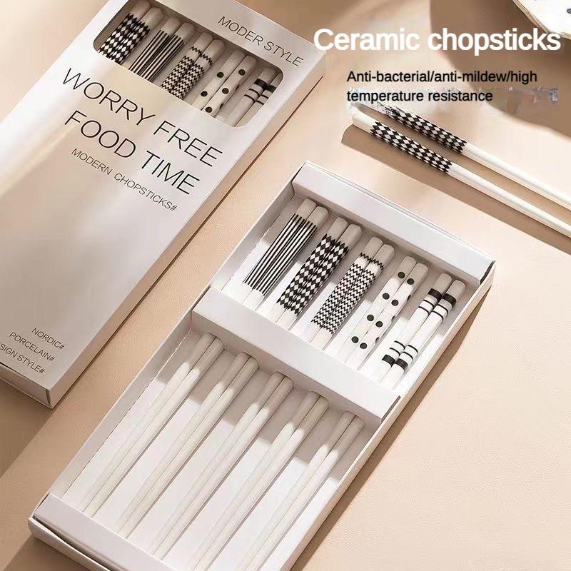 Керамический набор палочек для еды Белые Роскошные палочки для еды Ресторан Кухонная посуда Аксессуары Устойчивые к плесени Высокотемпературные