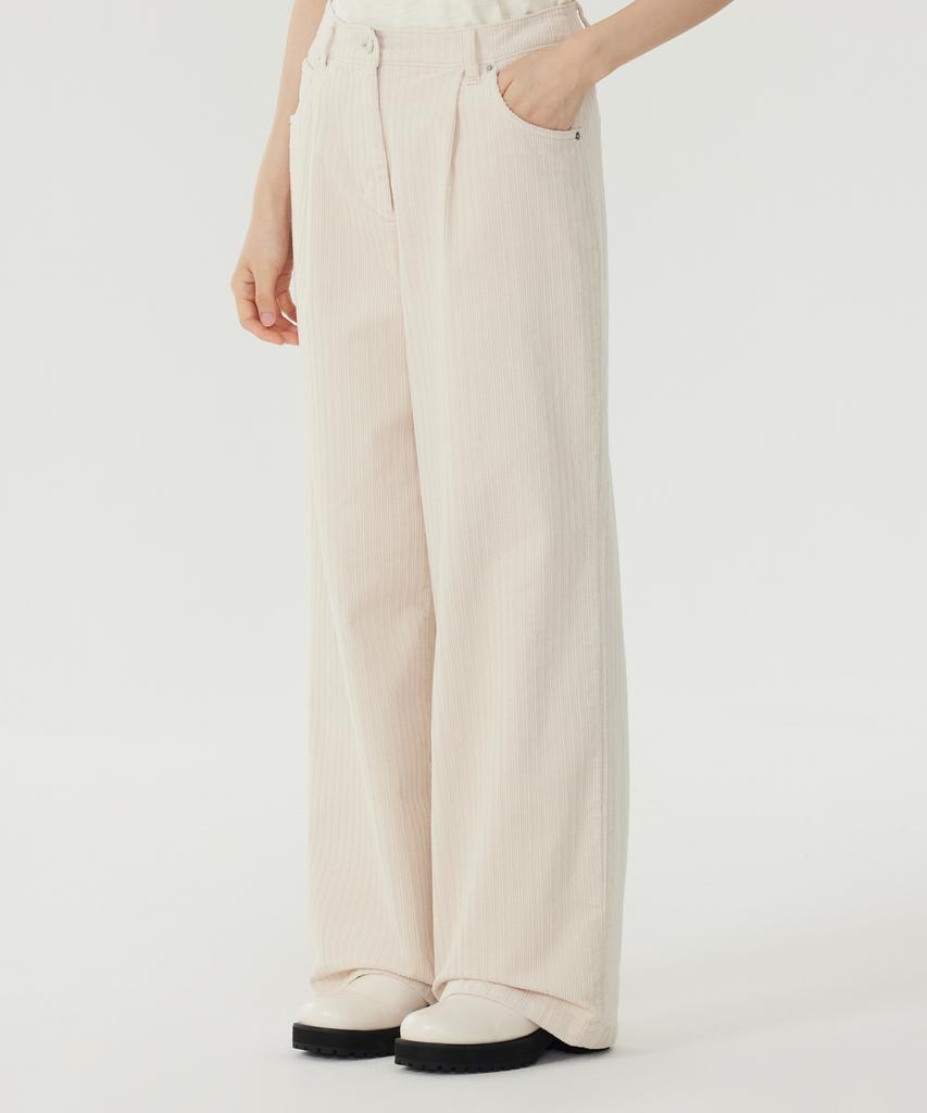 COVERNAT WOMAN Corduroy Pintuck Pants Ivory