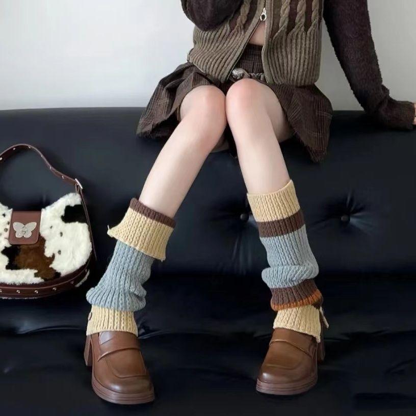 Зимние носки-гетры для снежных ботинок, женские термо-трикотажные леггинсы, форма JK, узор «косы», до середины икры, набивные носки, стиль Y2K
