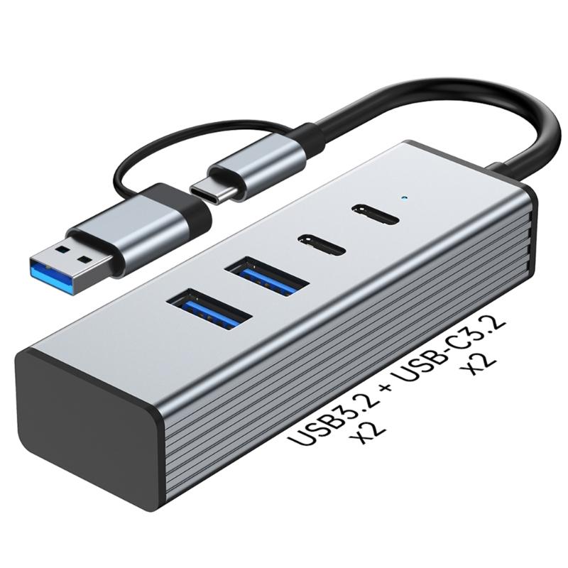 4-портовый USB 3.2 концентратор с портом USB-C, скорость передачи данных 10 Гбит/с, широкая совместимость с ноутбуками, планшетами, смартфонами и другими устройствами