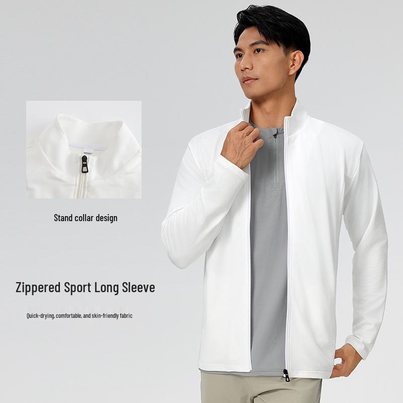 Windproof Quick-Dry Long Sleeve Running Jacket - Men's Thin Stand Collar Sports Cardigan for Spring & Autumn Outdoor Training