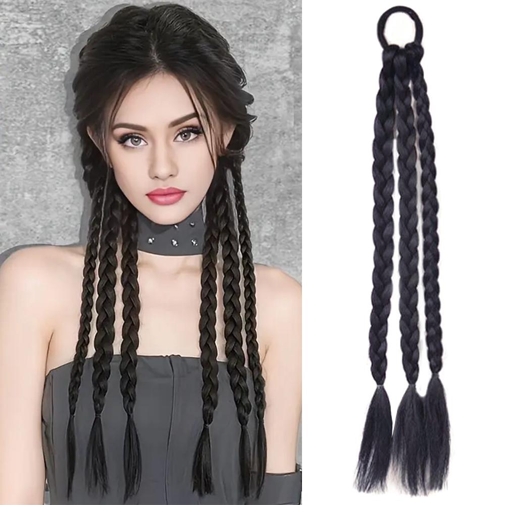 XINRAN 1 шт. синтетическая лента плетеные эластичные накладные волосы для хвоста длинные прямые косички парик для женщин косплей вечеринка одежда