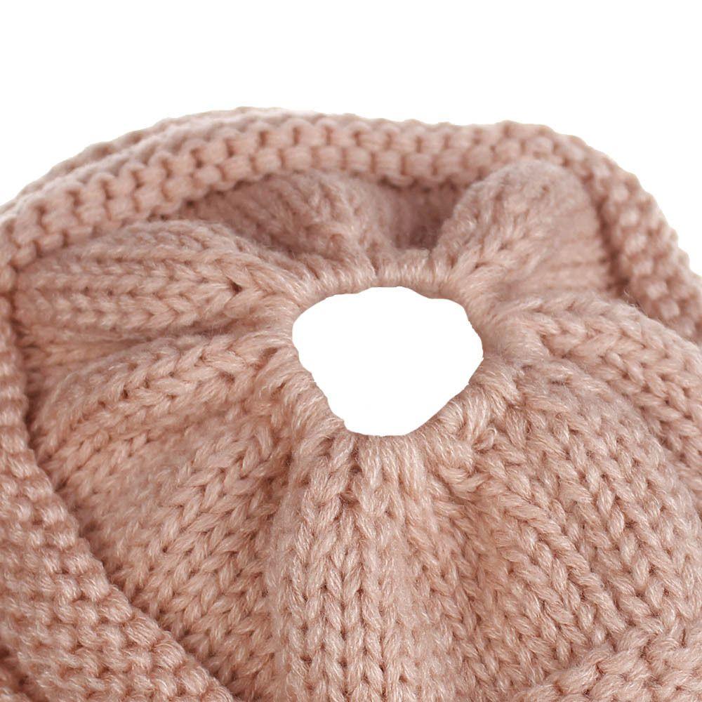 Fashionable Women's Messy Bun Beanie With Soft Stretch Knit For Winter Comfort