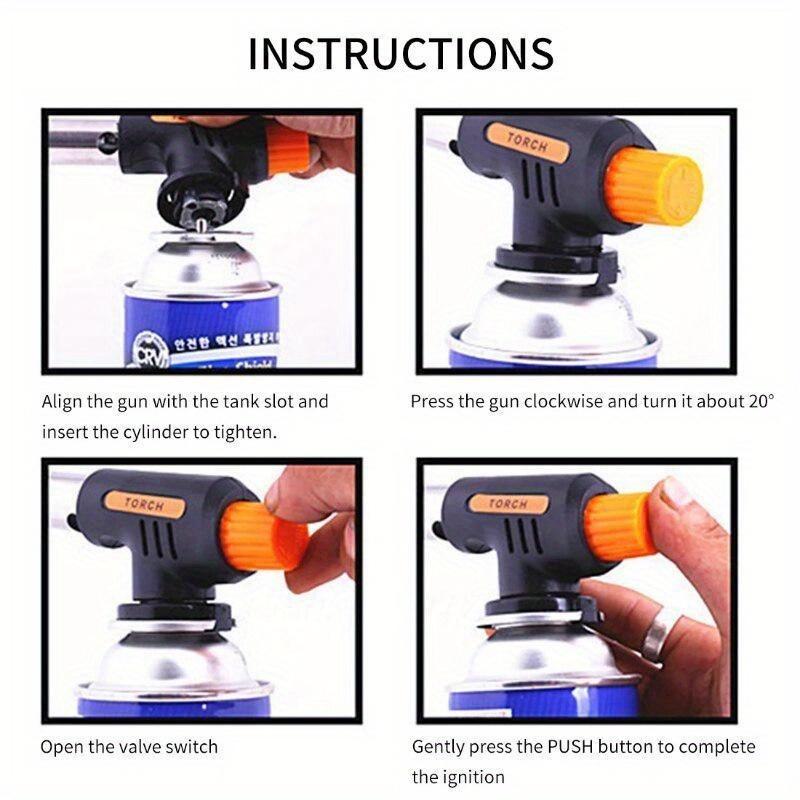 Automatic Ignition Baking Welding Tool Gas Torch Flamethrower Butane Burner for BBQ Camping Tool Outdoor Hiking Fire Flame Gun
