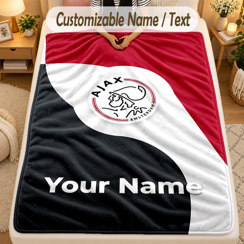 Flannel BlanketAjax Amsterdam Custom Name Text Personalized Soft Warm Throw Blanket Home Decor Gift