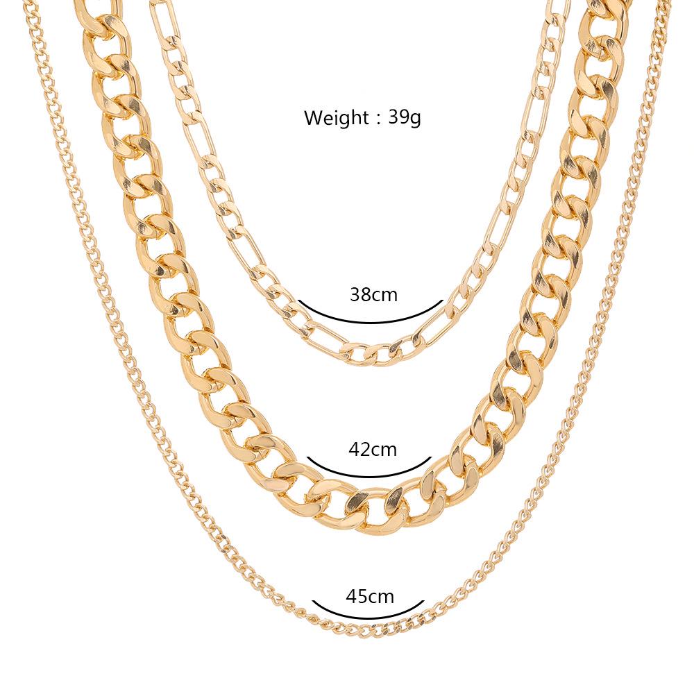 Cross-Border Punk Hip-Hop Chunky Metal Multi-Layer Chain Choker