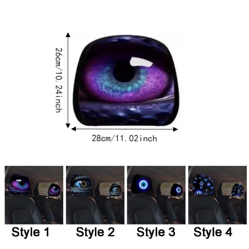 2PCS Colorful Dragon Pupil Car Headrest Covers Auto Interior Decoration Cover Gift for Car Lover