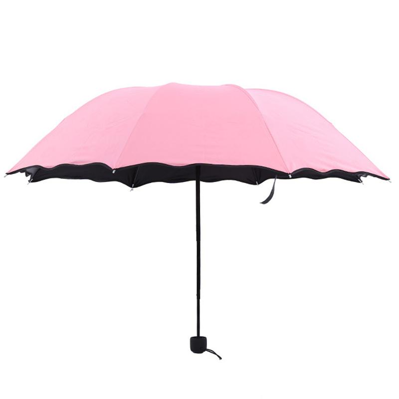 Portable Three-fold Umbrella Meet Water Flowering Sunny and Rain Dual-use Umbrella Anti-ultraviolet Sun Umbrella Strong Umbrella