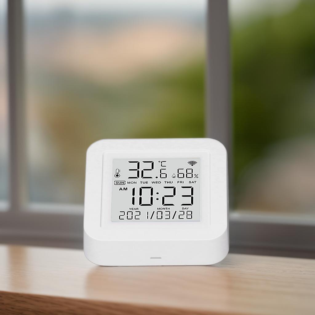  Digital Indoor Hygrometer, Large Screen Smart Temperature Humidity Sensor with 2.4GHZ Wireless Rl Time Monitor LED Indicator 