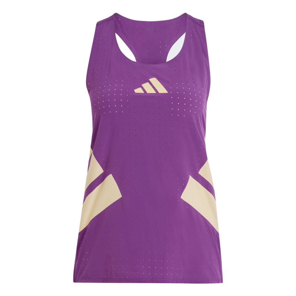adidas Adizero Road To Records Спортивный жилет с разрезами по бокам, облегающий, с круглым вырезом, для бега, женский tops KA6122
