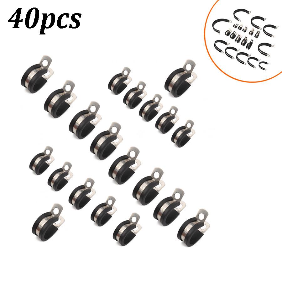 Универсальный 40 шт. 1 дюйм Нержавеющая сталь Кабельный зажим Резиновый амортизированный Изолированный зажим Металлический зажим Держатель трубы для установки трубы или провода