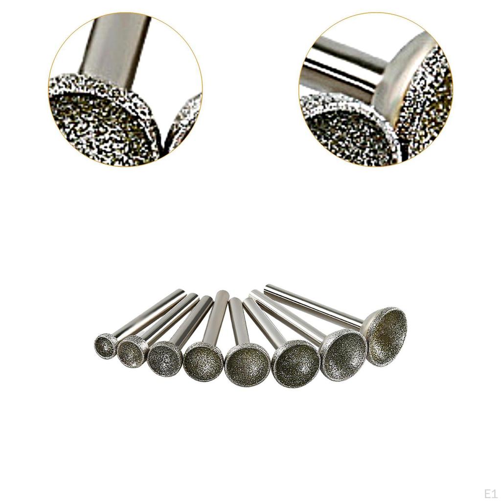 8 Pieces Grinding Burr Bit Set 10-25mm Rotary 0.24" Shank for Tools Glass Polishing