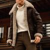 Men's Thickened Long Sleeves Coat Faux Leather Fleece  Jacket Outerwear