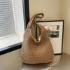 Solid Color Woven Tote Bag Hollow Out Breathable Shopping Straw Bag Lightweight Summer Beach Handbag For Women