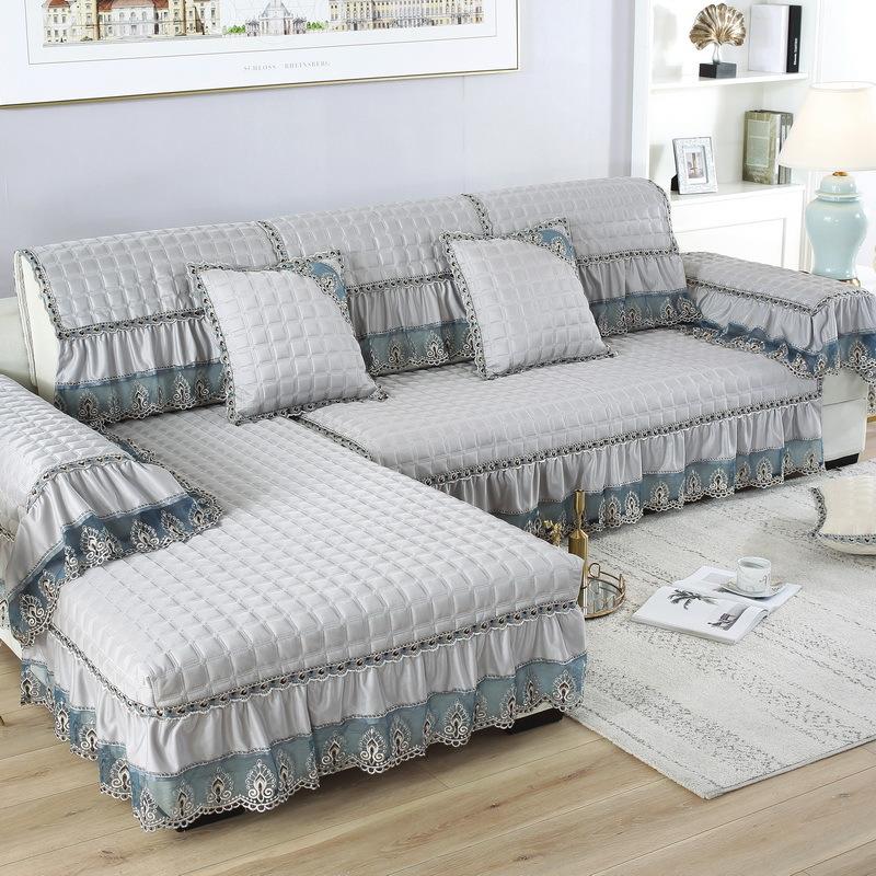 Хлопковый чехол для дивана в стиле «ласточкин хвост», европейский утолщенный кружевной чехол для дивана-кровати, решетчатая подушка для дивана, нескользящий диван, комбинация полотенец, домашний декор для гостиной
