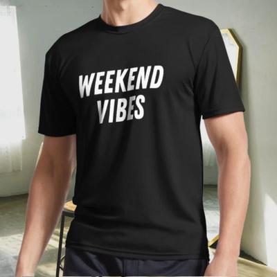 Новая Футболка Weekend Vibes Активный Логотип Футболка Смешная Размеры от S до 5XL