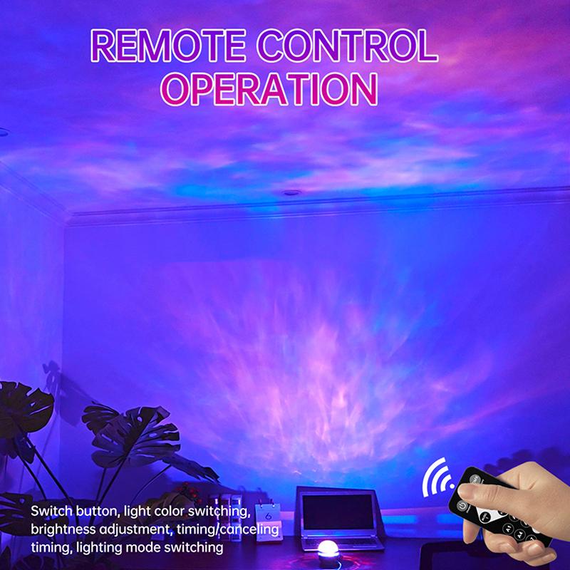 1Pc Led Northern Lights Projection Lamp,Aurora Borealis Effect,Remote Control,Usb Powered,Color-Changing Light,For Bedroom Decor