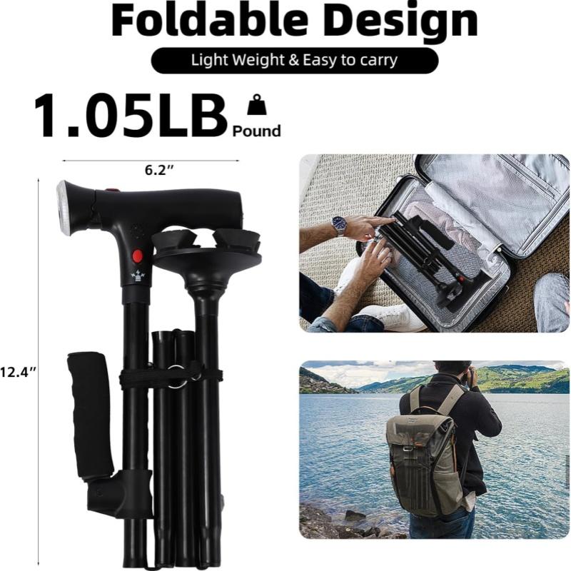 Hot Sell Aluminium Alloy Four Legs Walking Stick Canes Walking Stick With Led Light for the Elderly