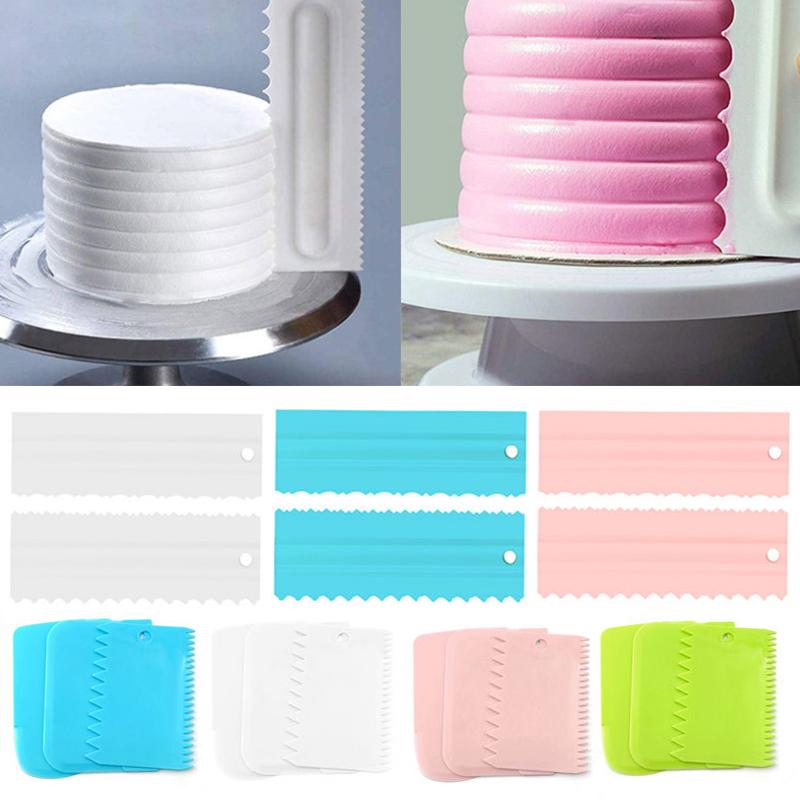 3/4 шт. двухсторонние разглаживатели крема для торта с удлиненным скребком, зубчатый скребок для бытовых инструментов для выпечки