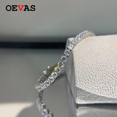 OEVAS 3 мм Высокоуглеродистый Алмазный Теннисный Браслет Посеребренное Золото S925 Лабораторный Алмазный Браслет Тонкие Ювелирные Изделия