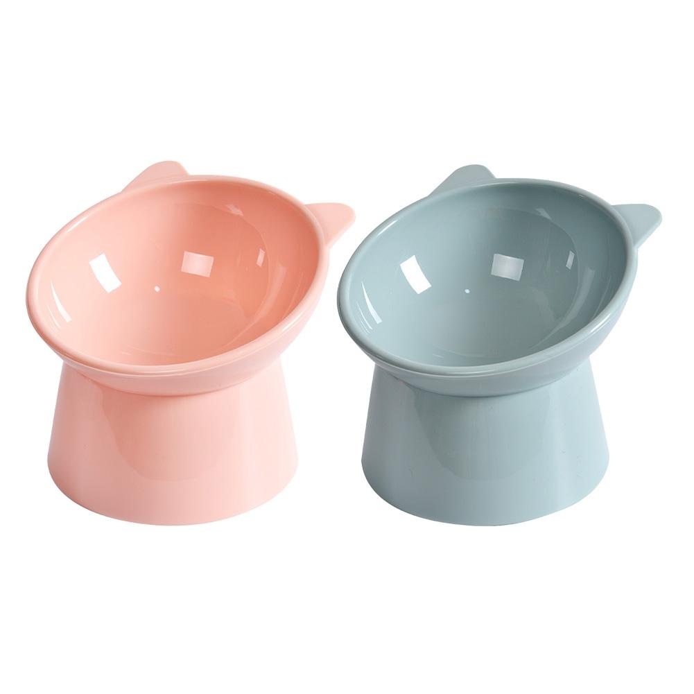 Tilted Cat Food Bowl Elevated Cat Bowl Ergonomic Cat Food Dish Anti Vomiting Plastic Feeding Bowl Non Slip for Flat- Faced Cats