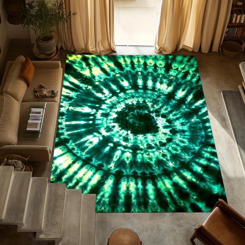 Irregular Color Handmade Tie-Dye Carpet Mandala Pattern Round Area Rug Non-slip Anti-slip Floor Mat Home Living Room Decor